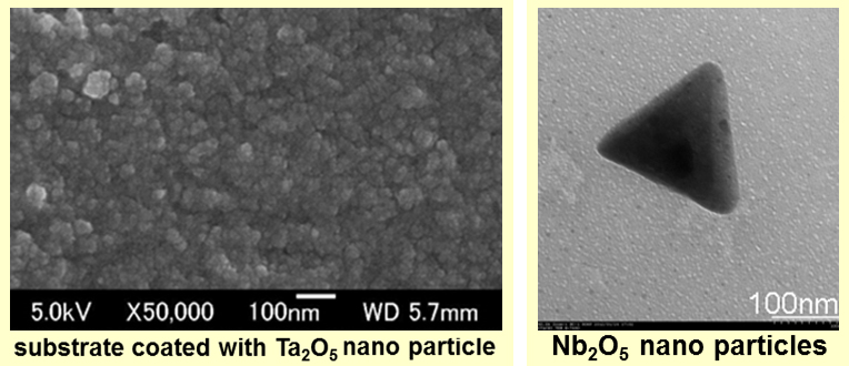 substrate coated with Ta2o5 nano particle/Nb2o5 nano particles